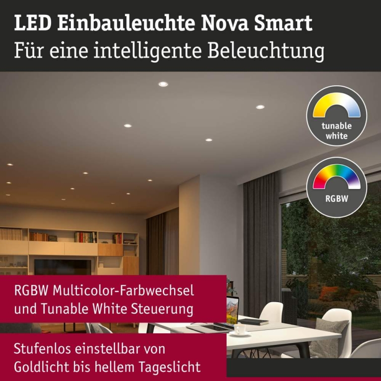 Paulmann LED Einbauleuchte Nova Coin    rund 84mm 50° RGBW+ 6W 500lm 230V Weiß matt Alu Druckguss