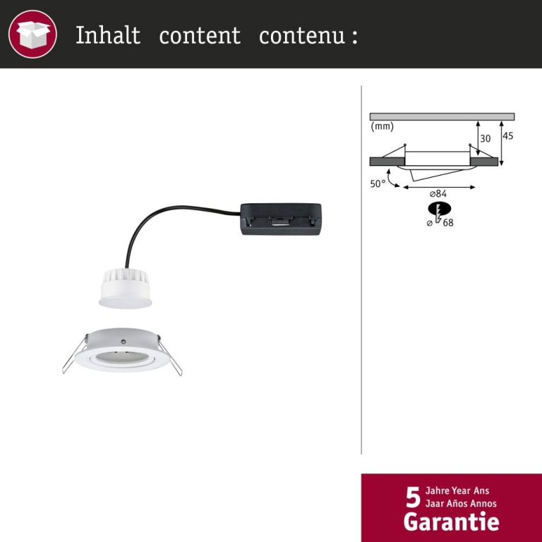Paulmann LED Einbauleuchte Nova Coin    rund 84mm 50° RGBW+ 6W 500lm 230V Weiß matt Alu Druckguss