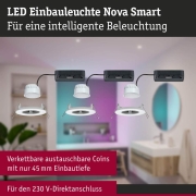 LED Einbauleuchte Nova Coin   IP44 rund 78mm  RGBW+ 3x6W 3x500lm 230V Weiß matt Alu Druckguss