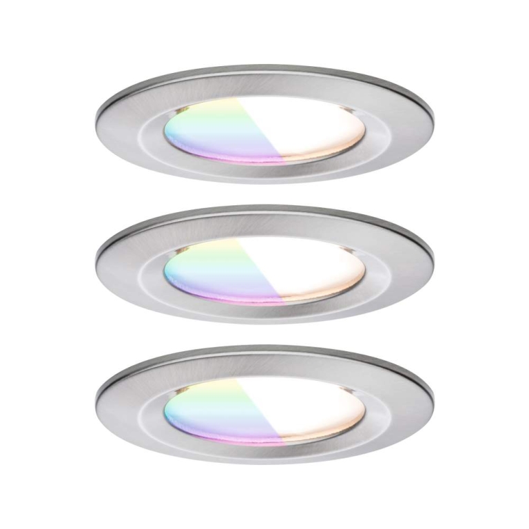 Paulmann LED Einbauleuchte Nova Coin   IP44 rund 78mm  RGBW+ 3x6W 3x500lm 230V Eisen gebürstet Alu Druckguss