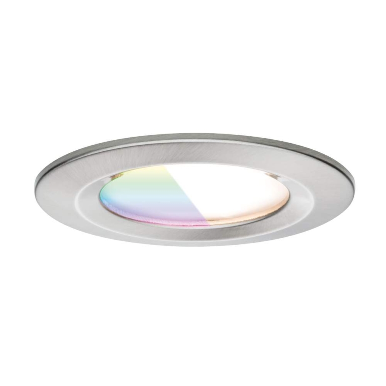Paulmann LED Einbauleuchte Nova Coin   IP44 rund 78mm  RGBW+ 3x6W 3x500lm 230V Eisen gebürstet Alu Druckguss