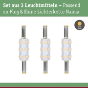 Plug & Shine LED Stecksockel Naima Ersatzleuchtmittel 3er-Set 3000K 100lm