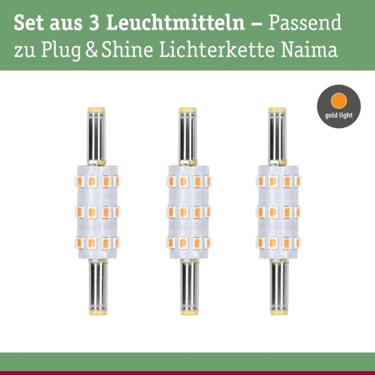 Paulmann Plug & Shine LED Stecksockel Naima Ersatzleuchtmittel 3er-Set 2200K 90lm