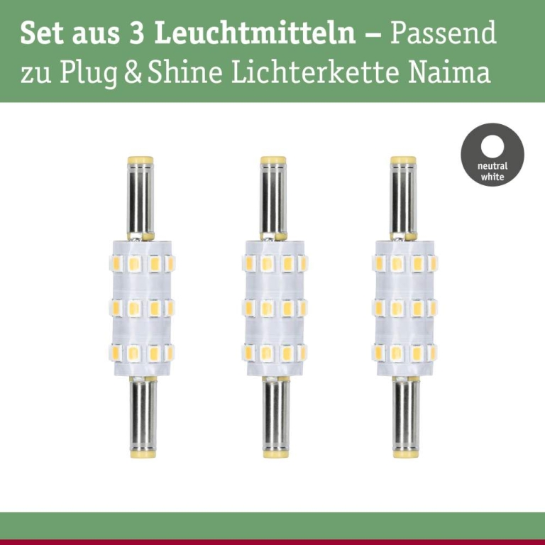 Paulmann Plug & Shine LED Stecksockel Naima Ersatzleuchtmittel 3er-Set 4000K 100lm