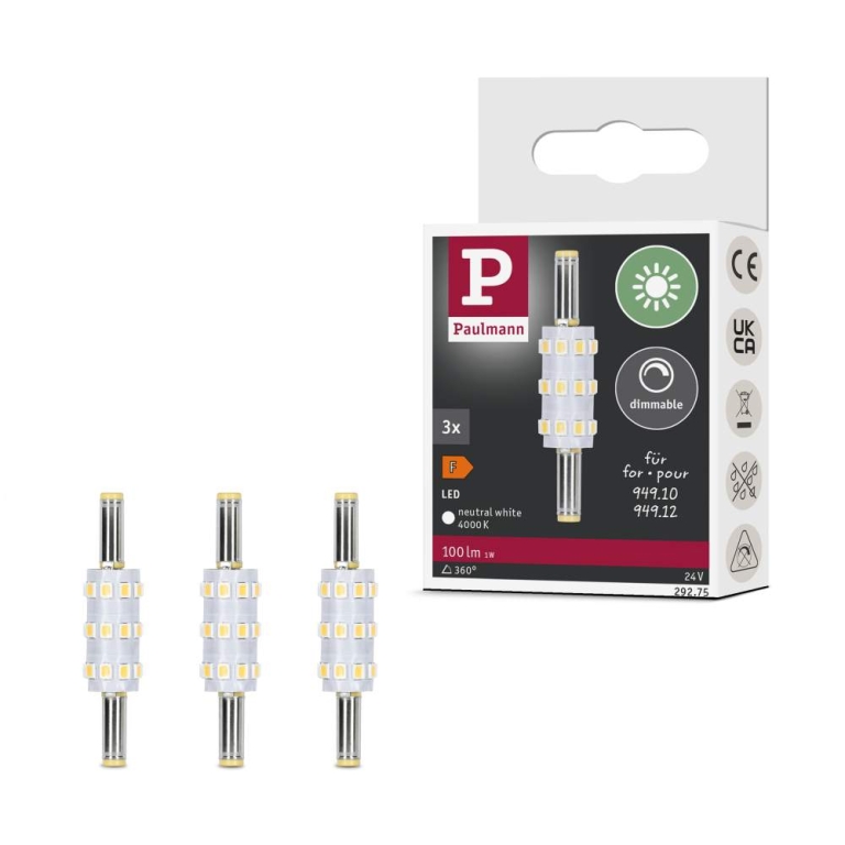 Paulmann Plug & Shine LED Stecksockel Naima Ersatzleuchtmittel 3er-Set 4000K 100lm