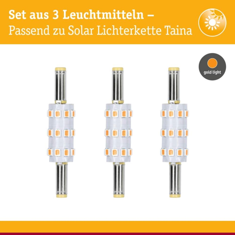 Paulmann Solar LED Stecksockel Taina Ersatzleuchtmittel 3er-Set 2200K 50lm