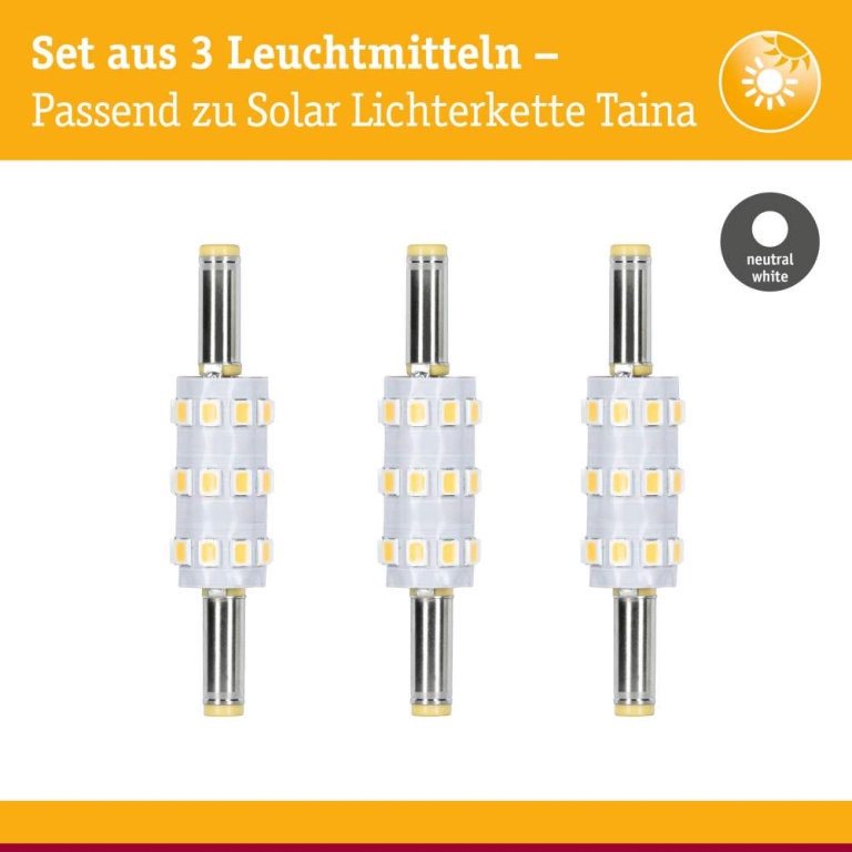 Paulmann Solar LED Stecksockel Ersatzleuchtmittel 3er-Set 4000K 60lm