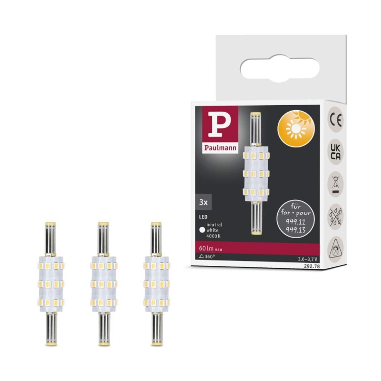 Paulmann Solar LED Stecksockel Ersatzleuchtmittel 3er-Set 4000K 60lm