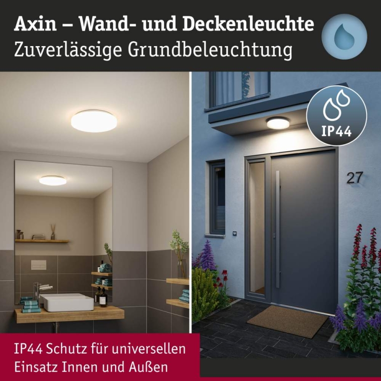 Paulmann Deckenleuchte Kellerleuchte Axin Weiß IP44 E27 230V max. 2x18W