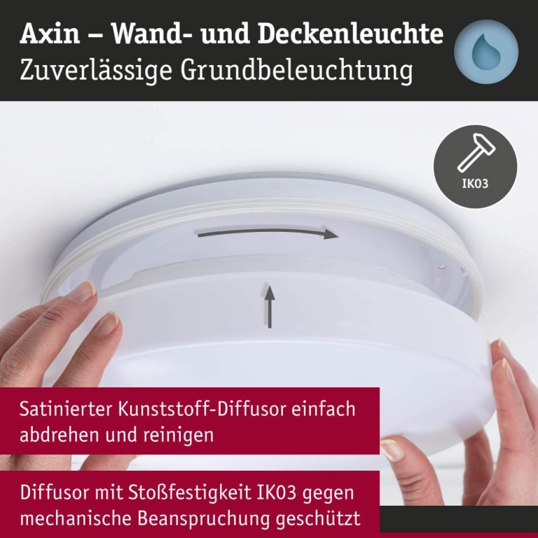Paulmann Deckenleuchte Kellerleuchte Axin Weiß IP44 E27 230V max. 2x18W