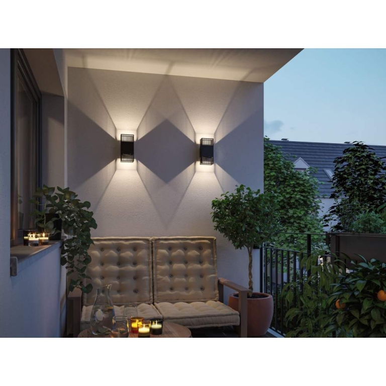 Paulmann LED Wandleuchte Tharin IP44 3000K 120x104mm 2x3,7W Schwarz