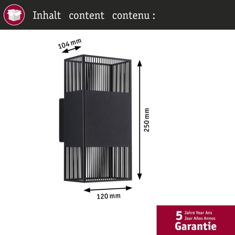 Paulmann LED Wandleuchte Tharin IP44 3000K 120x104mm 2x3,7W Schwarz