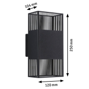 LED Wandleuchte Tharin IP44 3000K 120x104mm 2x3,7W Schwarz