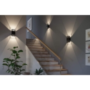 LED Wandleuchte Tharin IP44 3000K 120x104mm 2x3,7W Schwarz