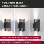 LED Wandleuchte Tharin IP44 3000K 120x104mm 2x3,7W Schwarz