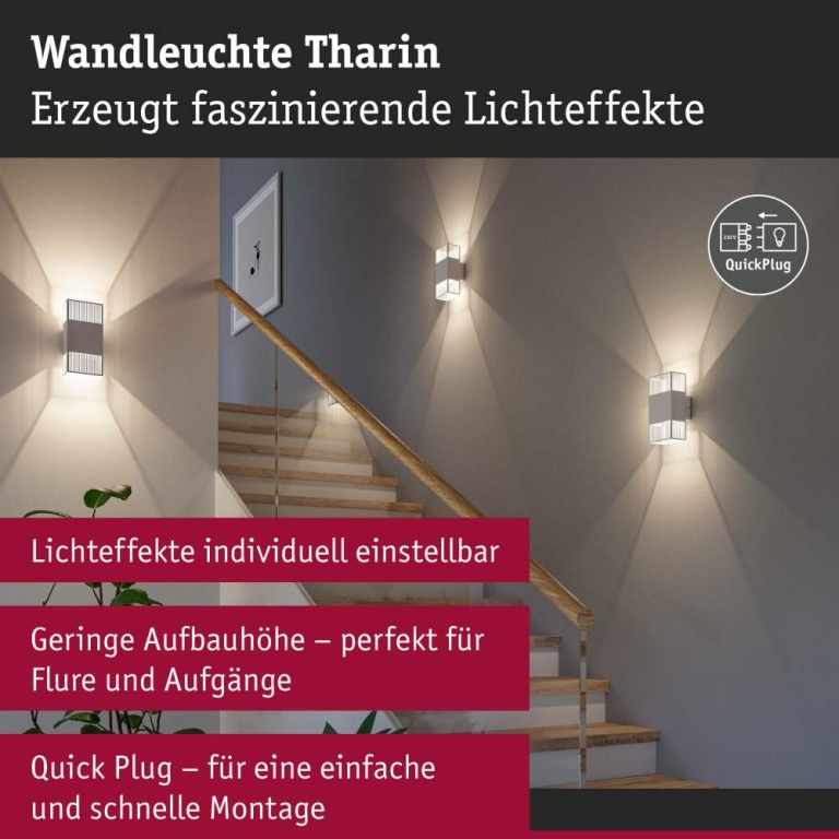Paulmann LED Wandleuchte Tharin IP44 3000K 120x104mm 2x3,7W Weiß