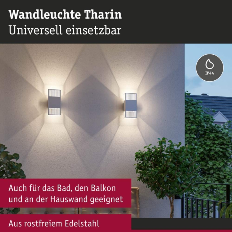 Paulmann LED Wandleuchte Tharin IP44 3000K 120x104mm 2x3,7W Weiß