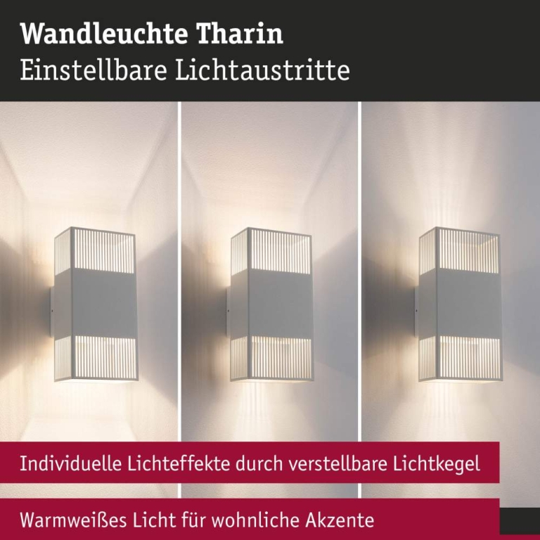 Paulmann LED Wandleuchte Tharin IP44 3000K 120x104mm 2x3,7W Weiß