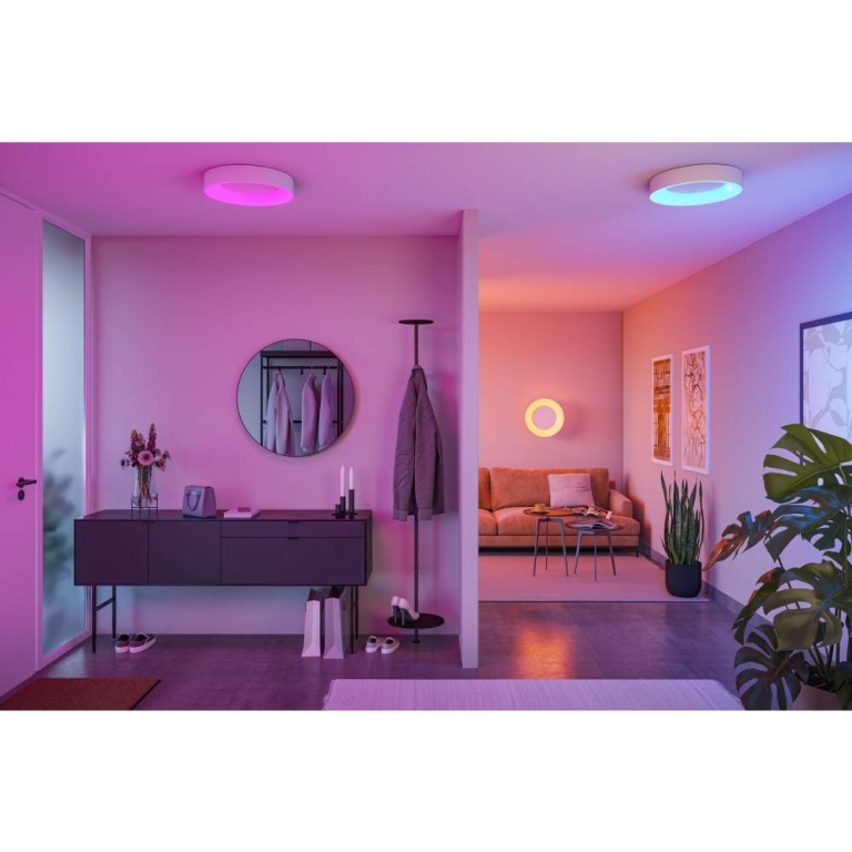 Paulmann LED Deckenleuchte Smart Home Zigbee 3.0 Casca IP44  RGBW+ 1750lm 230V 20W dimmbar Weiß matt