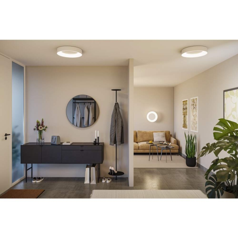 Paulmann LED Deckenleuchte Smart Home Zigbee 3.0 Casca IP44  RGBW+ 1750lm 230V 20W dimmbar Weiß matt