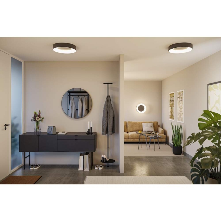 Paulmann LED Deckenleuchte Smart Home Zigbee 3.0 Casca IP44  RGBW+ 1750lm 230V 20W dimmbar Schwarz matt
