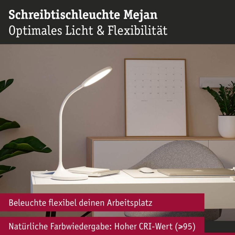 Paulmann LED Schreibtischleuchte Mejan  4000K 1200lm 15W Weiß matt