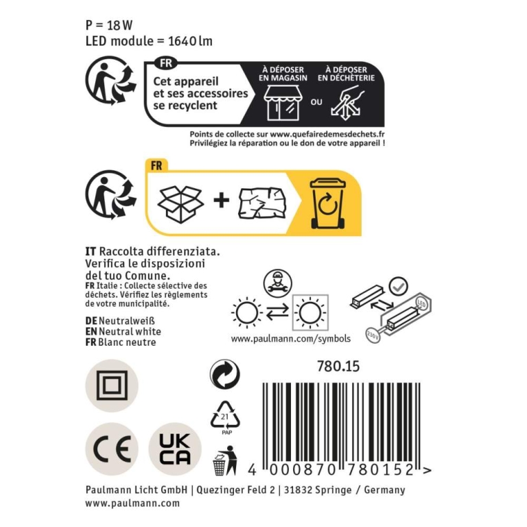 Paulmann LED Schreibtischleuchte Mejan  4000K 1200lm 15W Weiß matt
