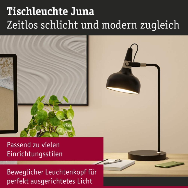 Paulmann Tischleuchte Juna E14   max. 20W Schwarz matt, Champagner Metall