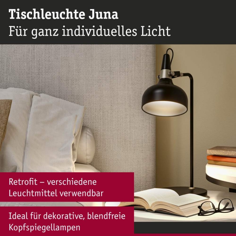 Paulmann Tischleuchte Juna E14   max. 20W Schwarz matt, Champagner Metall