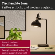 Tischleuchte Juna E14   max. 20W Schwarz matt, Champagner Metall