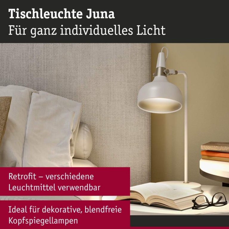 Paulmann Tischleuchte Juna E14   max. 20W Weiß matt, Champagner Metall