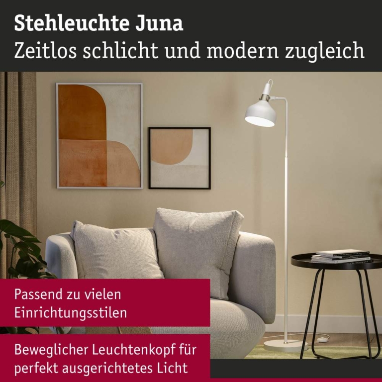 Paulmann Stehleuchte Juna E14   max. 20W Weiß matt Champagner Metall