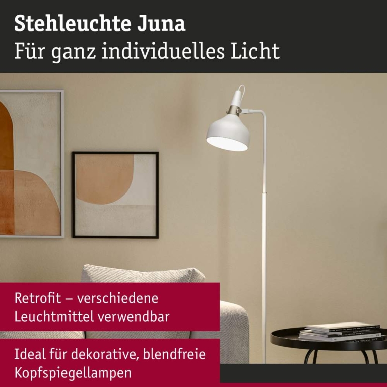 Paulmann Stehleuchte Juna E14   max. 20W Weiß matt Champagner Metall