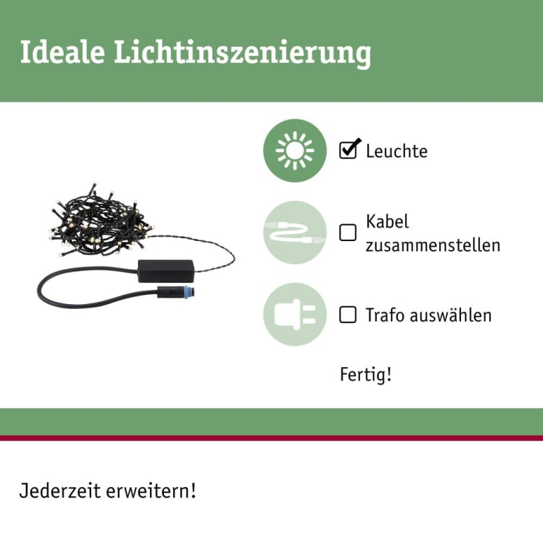 Paulmann Plug & Shine LED Lichterkette Yuna Warmweiß 7,4m IP44 1,3W  Schwarz