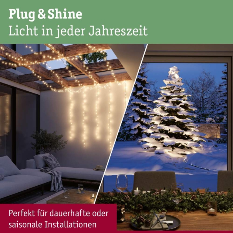 Paulmann Plug & Shine LED Lichterkette Yuna Warmweiß 7,4m IP44 1,3W  Schwarz