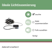 Plug & Shine LED Lichterkette Yuna Warmweiß 7,4m IP44 1,3W  Schwarz