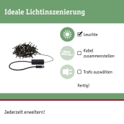 Plug & Shine LED Lichterkette Yuna Warmweiß 12,4m IP44 2,5W  Schwarz