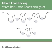 Plug & Shine LED Lichterkette Naima Erweiterungsset IP67 3000K 3x1W 1,71m  Schwarz