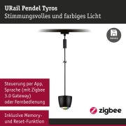URail Pendel Smart Home Zigbee 3.0 Tyros RGBW  200lm 4,5W RGBW+ dimmbar 230V Schwarz matt