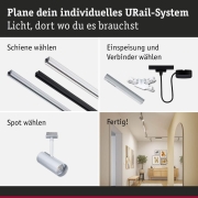 URail Schienenspot Theron Einzelspot  1020lm 11W 3000K dimmbar 230V Chrom matt