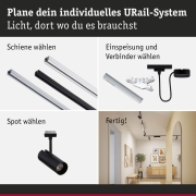 URail Schienenspot Theron Einzelspot  1020lm 11W 3000K dimmbar 230V Schwarz matt