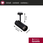 URail Schienenspot Theron Einzelspot  1100lm 11W 4000K dimmbar 230V Schwarz matt