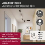 URail Schienenspot Theron Einzelspot  1100lm 11W 4000K dimmbar 230V Schwarz matt