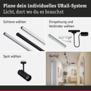URail Schienenspot Theron Einzelspot  1100lm 11W 4000K dimmbar 230V Schwarz matt