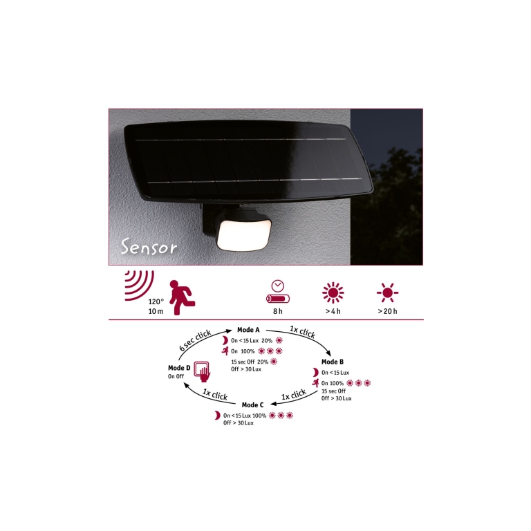 Paulmann Solar Fluter Flotas inkl. Dämmerungsgesteuerter Bewegungsmelder (HF) IP65 3000K 700lm Anthrazit