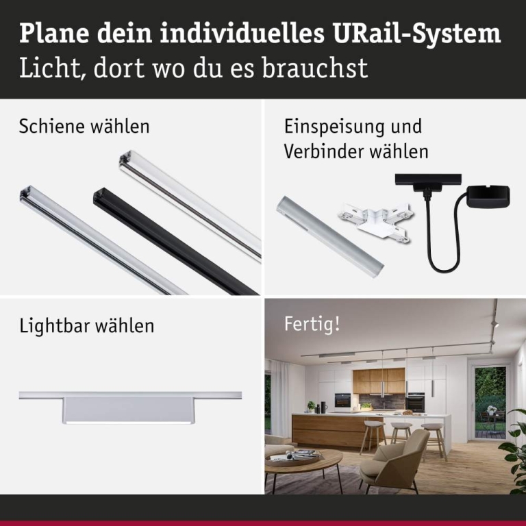 Paulmann URail Lightbar 3-Step-Dim Ceris  850lm 9,5W 4000K dimmbar 230V Chrom matt