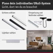 URail Lightbar 3-Step-Dim Zelos  1100lm 10W 4000K dimmbar 230V Chrom matt