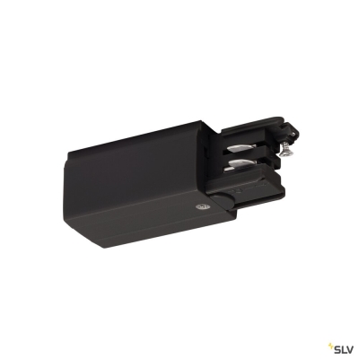 SLV End-Einspeiser Erde rechts schwarz für S-TRACK 3-Phasen Aufbauschiene