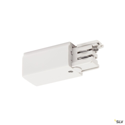 SLV End-Einspeiser Erde rechts weiß für S-TRACK 3-Phasen Aufbauschiene