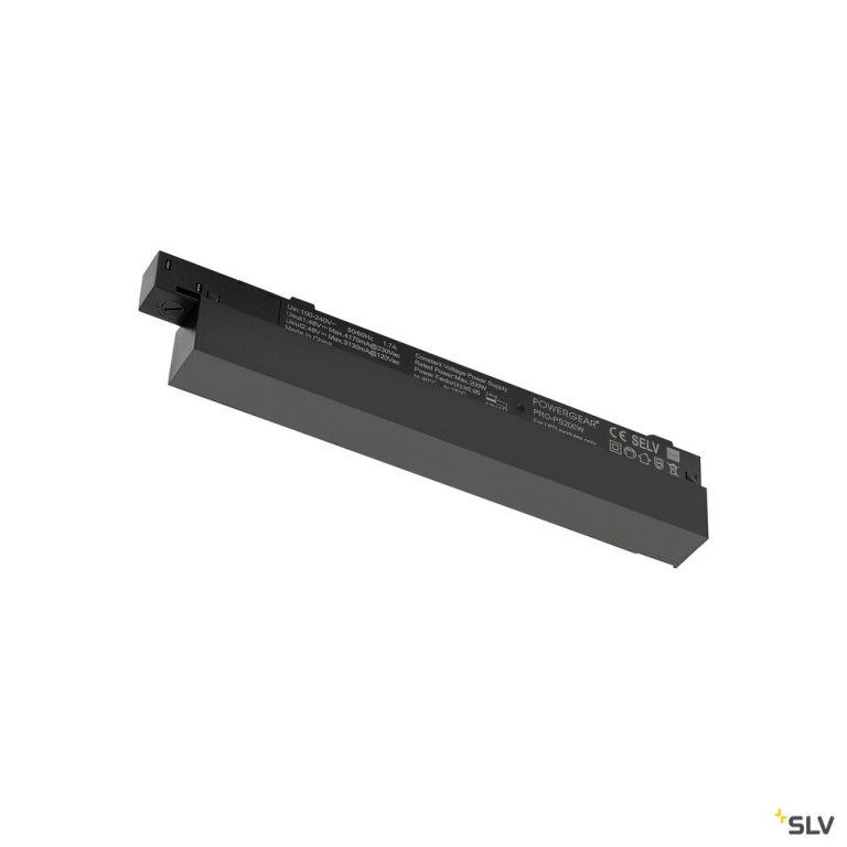 SLV 48V SYSTEM, Intrack LED Treiber, 48VDC, 200 W, On/Off, Klemme für 220-240V Anschlusskabel, Kabelkammer, schwarz